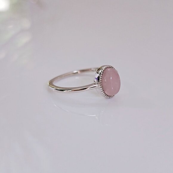 Sterling Silver Rose Quartz Ring, Stone of Love, Rose Quartz Jewelry, Gift Ideas - Picture 5 of 8